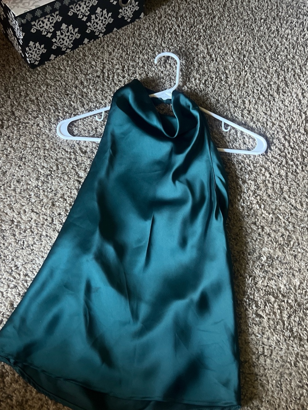 Zara Teal Satin Halter Tank